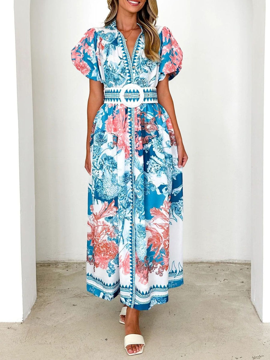 Printed Puff Sleeve Midi Dress – MAD RUFFI