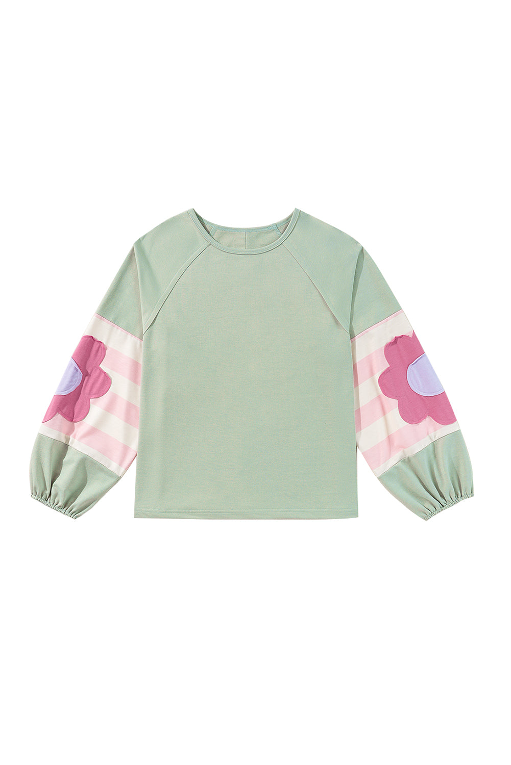 Sail Blue Flower Patchwork expuesto costura de costura Raglan Top