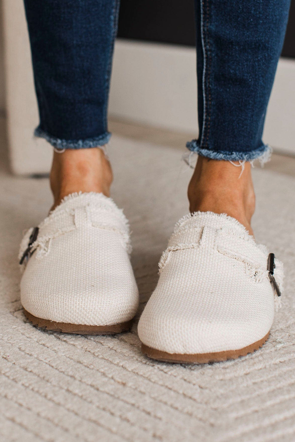 Bouc à boucle en détresse en lin en linge beige en détresse en détresse