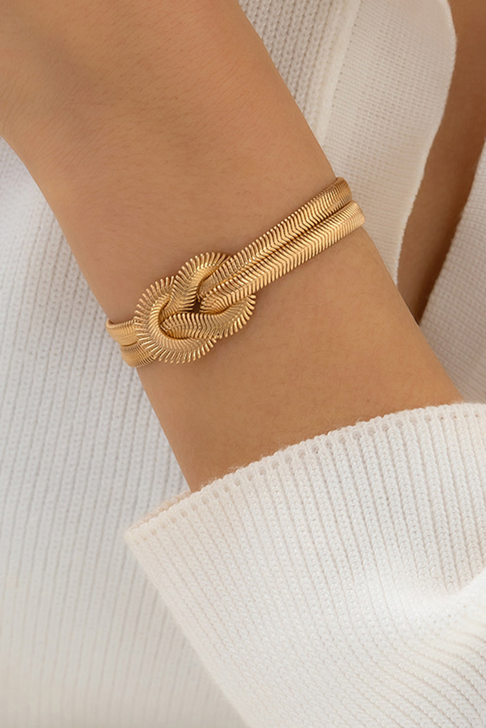 Gold Knotted Snake Bone Chain Adjustable Bracelet Design