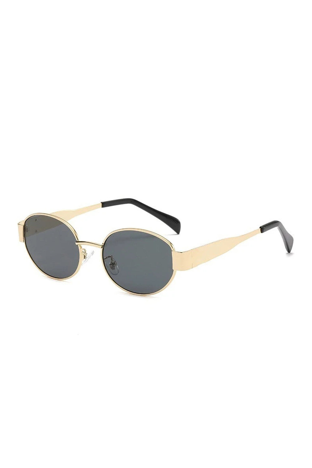 Gold Trendy Metal Frame Oval Sunglasses