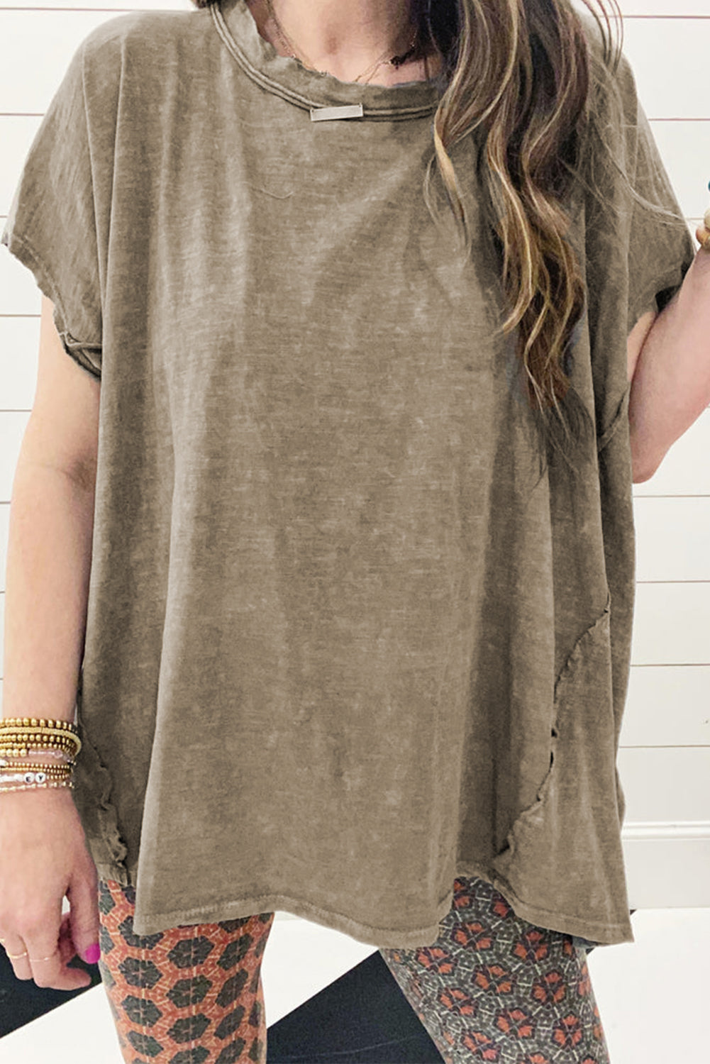 Sage Green Vintage Washed Dolman Sleeve Oversadiason T-shirt