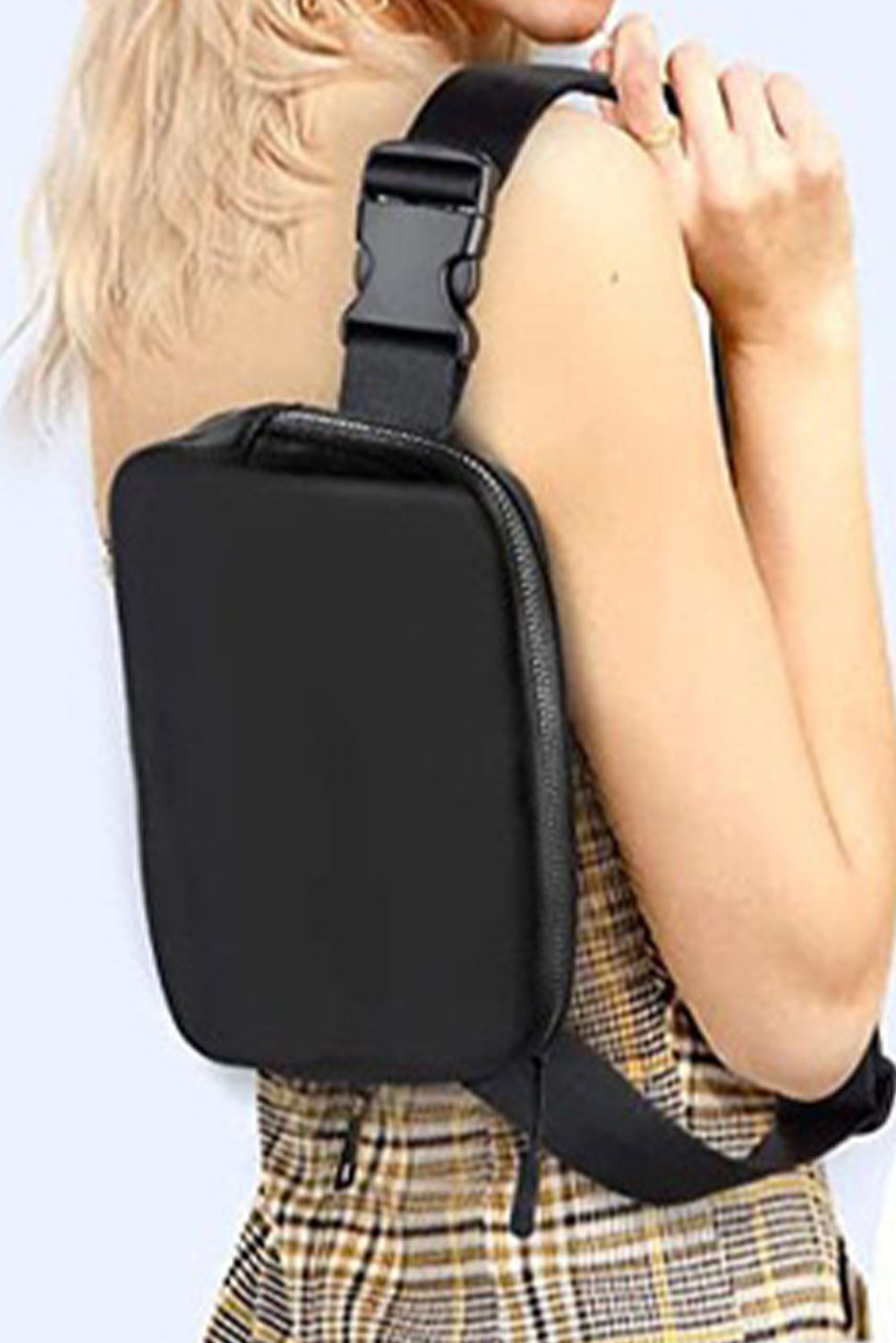 Bolsa Crossbody de Fanny Pack con cremallera con cremallera negra al agua