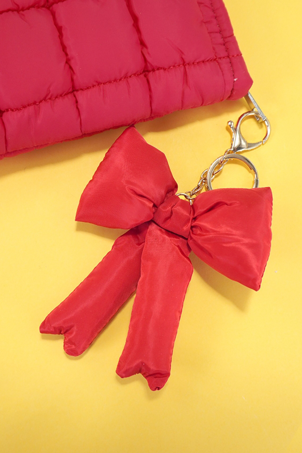 Pink Puff Bow Bag Charm Cute Keychain for Bags and Keys