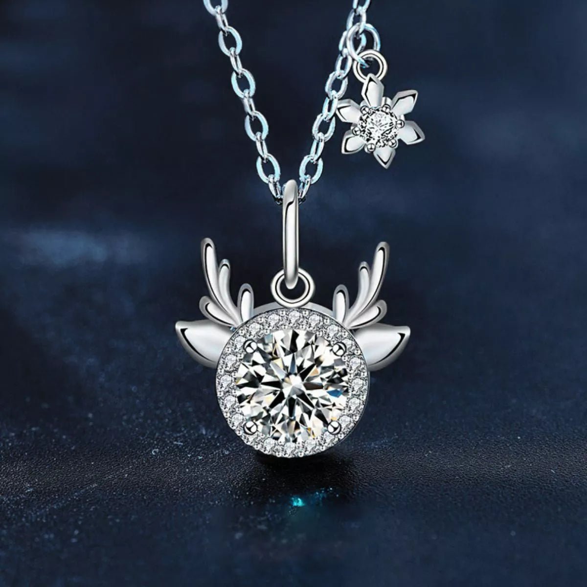 1 Carat Moissanite 925 Sterling Silver Deer Antler Pendant Necklace - MAD RUFFI