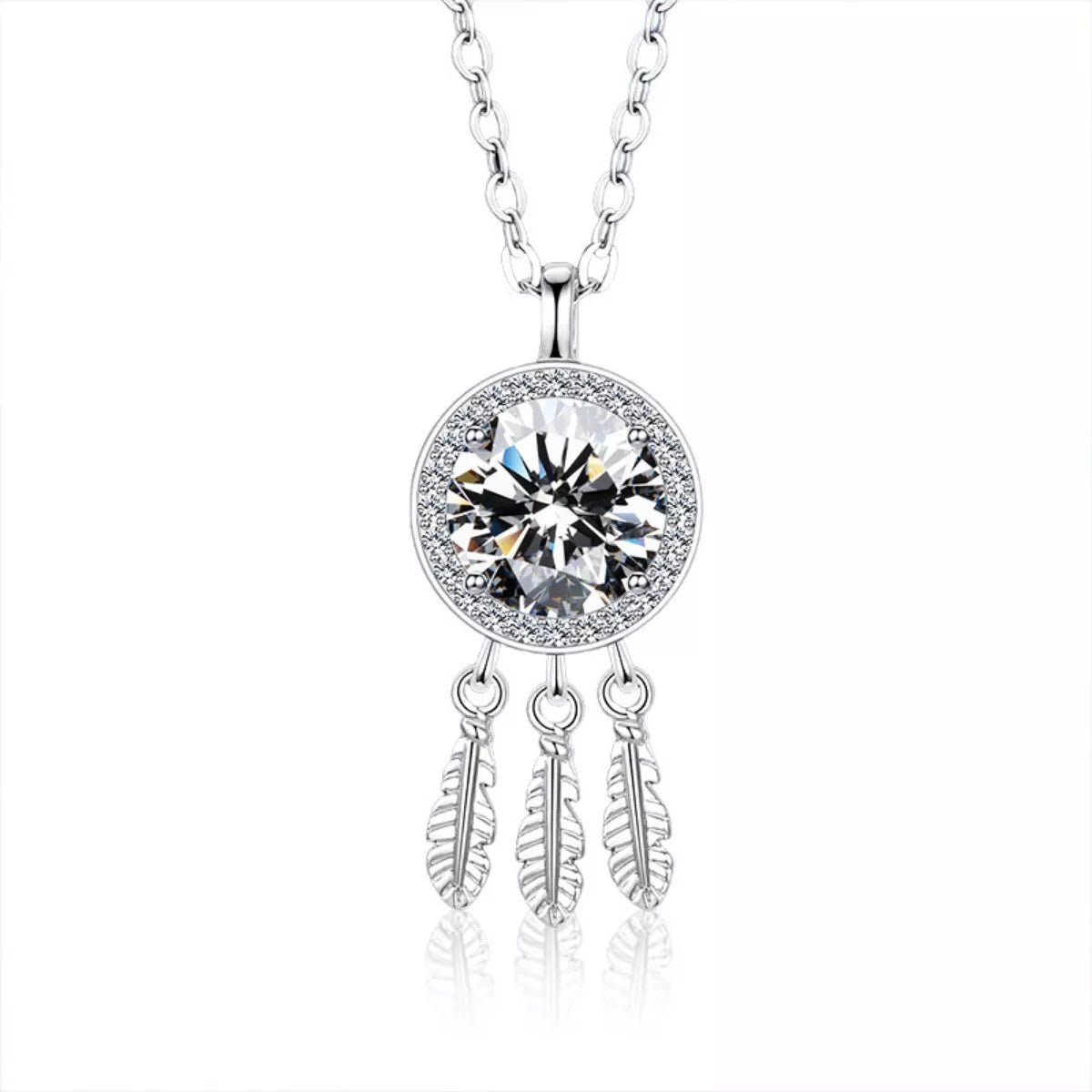 1 Carat Moissanite 925 Sterling Silver Dreamcatcher Pendant Necklace - MAD RUFFI