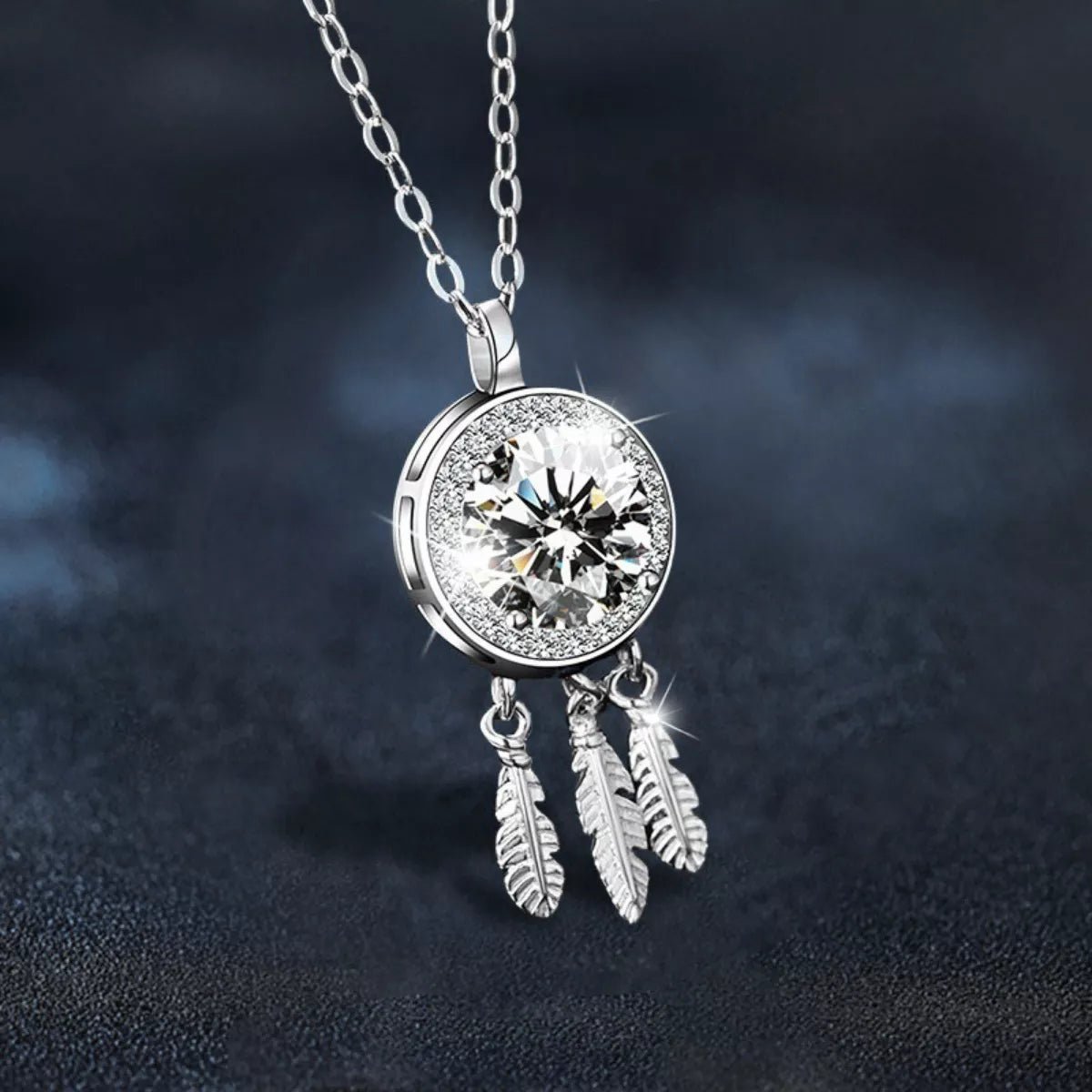 1 Carat Moissanite 925 Sterling Silver Dreamcatcher Pendant Necklace - MAD RUFFI