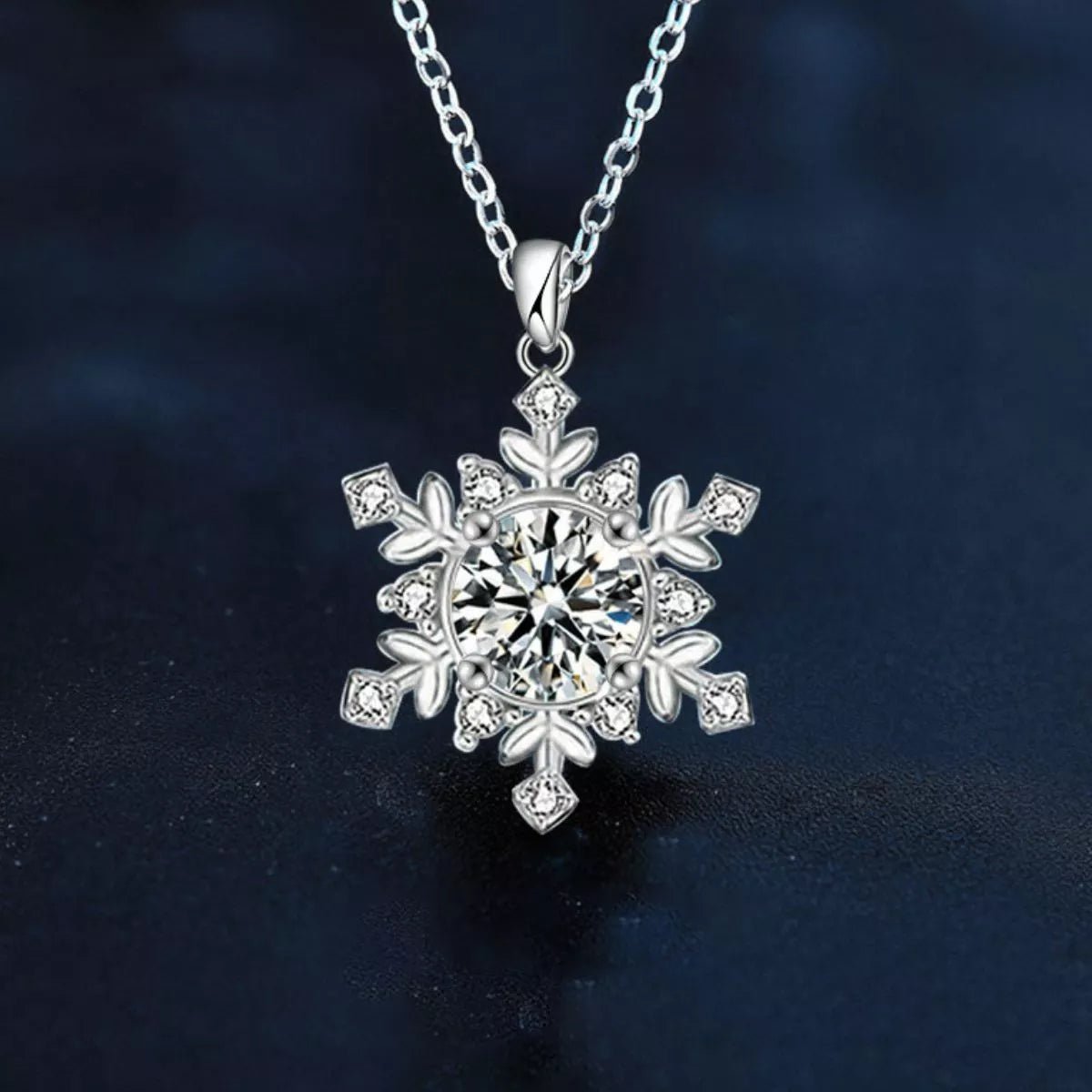 1 Carat Moissanite 925 Sterling Silver Snowflake Pendant Necklace - MAD RUFFI