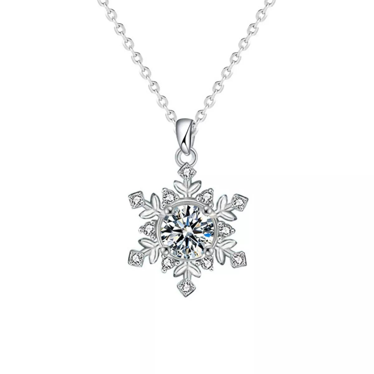 1 Carat Moissanite 925 Sterling Silver Snowflake Pendant Necklace - MAD RUFFI