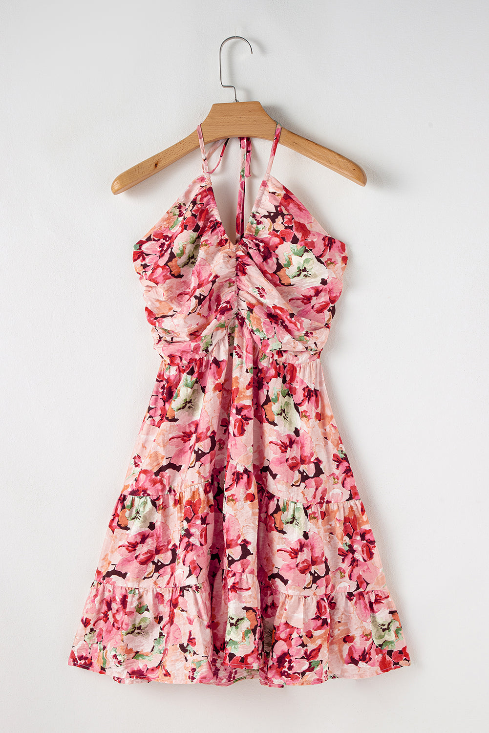 Nou licou floral rose smoké en arrière Mini robe