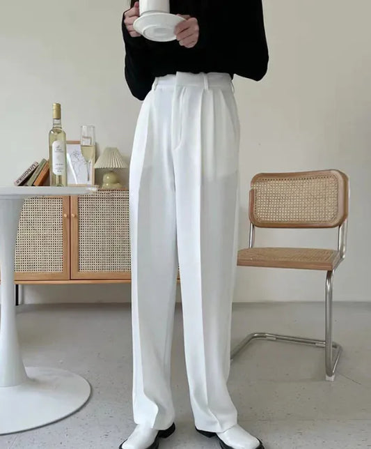 Summer High-Waist Pleated Wide Leg Pants