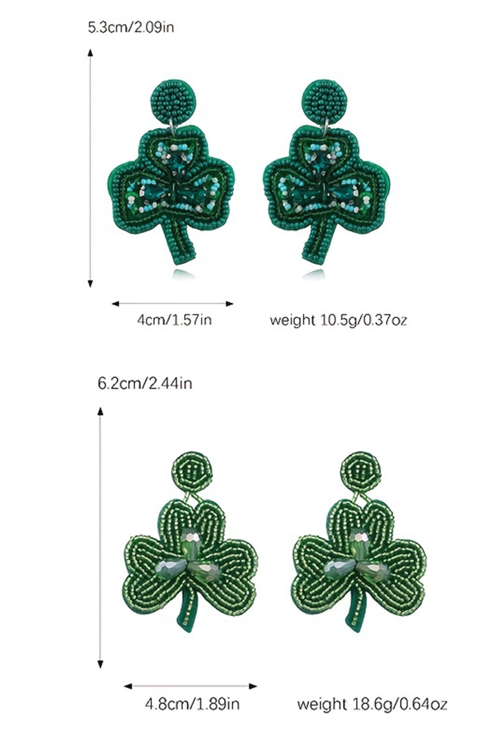 Pendientes de cuentas de color verde de St Patrick Blackish St.