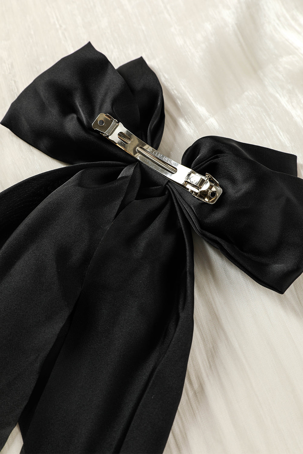 Black Elegant Oversized Ribbon Bowknot Satin Hair Clip