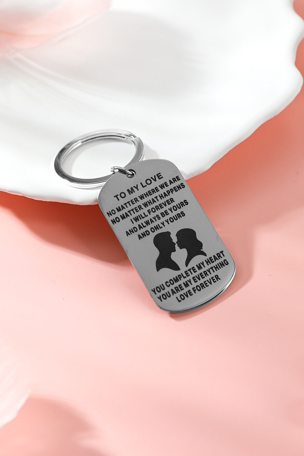 Silvery To MY LOVE Valentines Pendant Keychain Gift