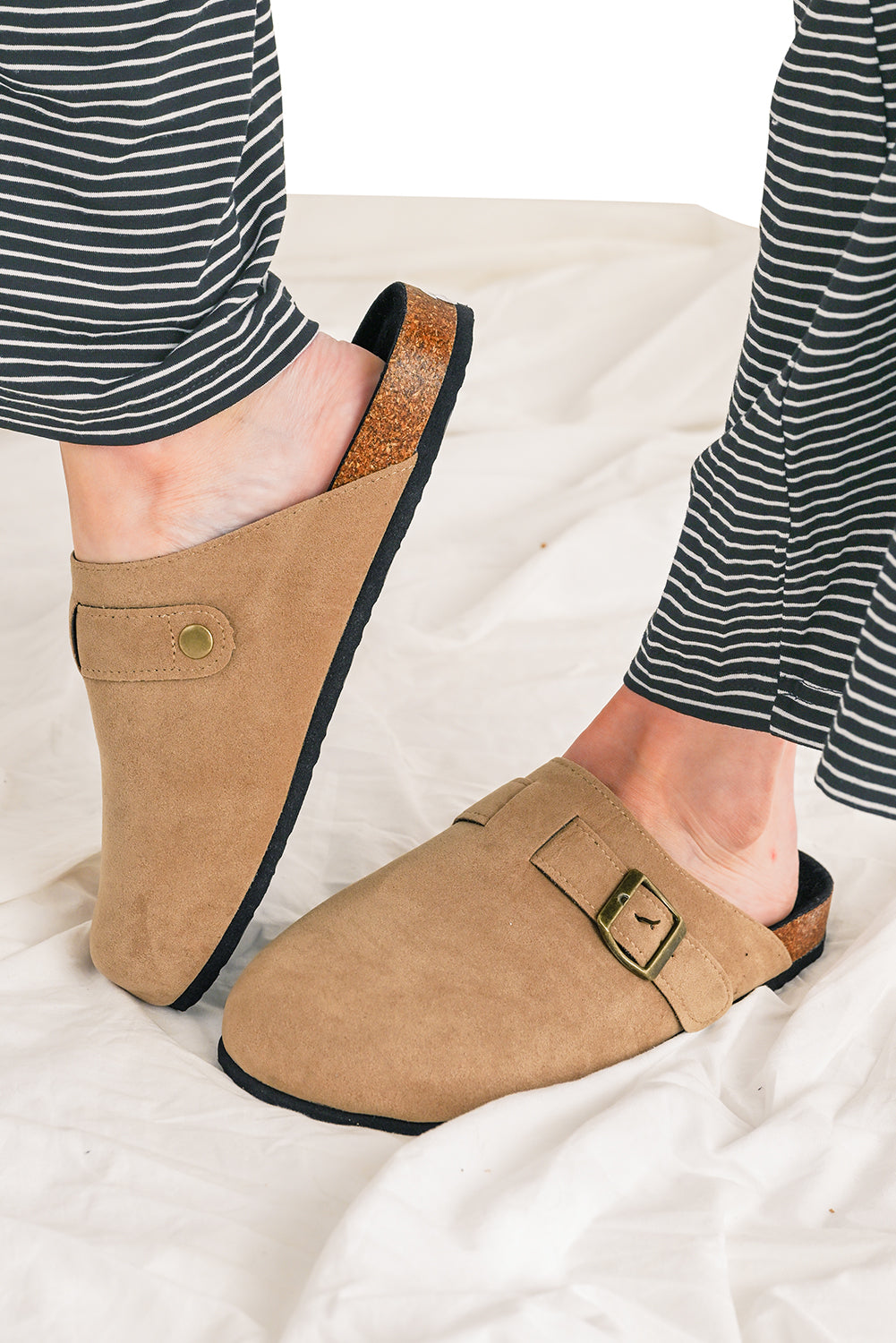 Light French Beige Slip on Corky Platform Chaussures