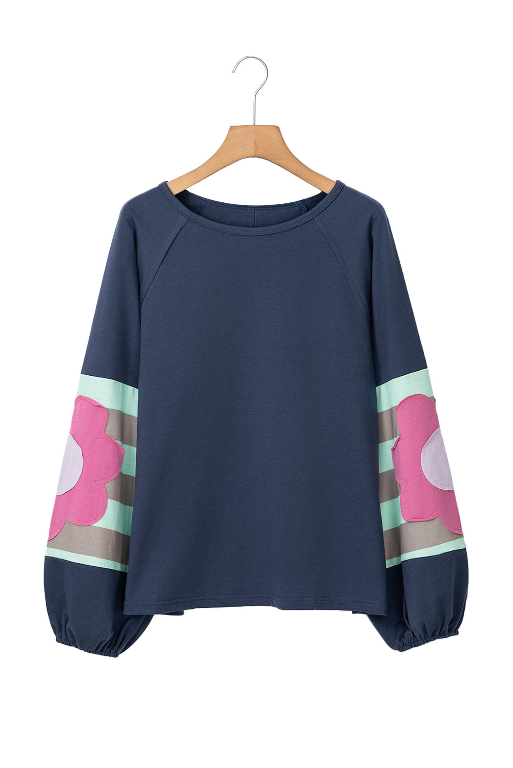 Sail Blue Flower Patchwork exposé SEAM RAGLAN SHEEVE TOP