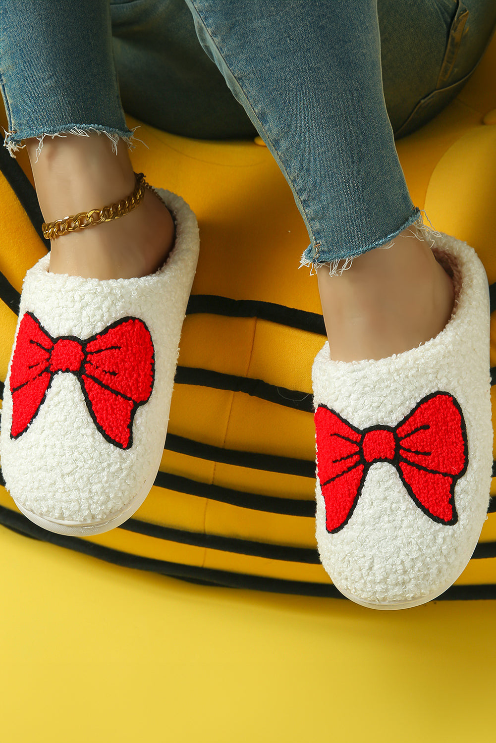 Blanc Sweet Bow Knot Plaies chaudes en peluche