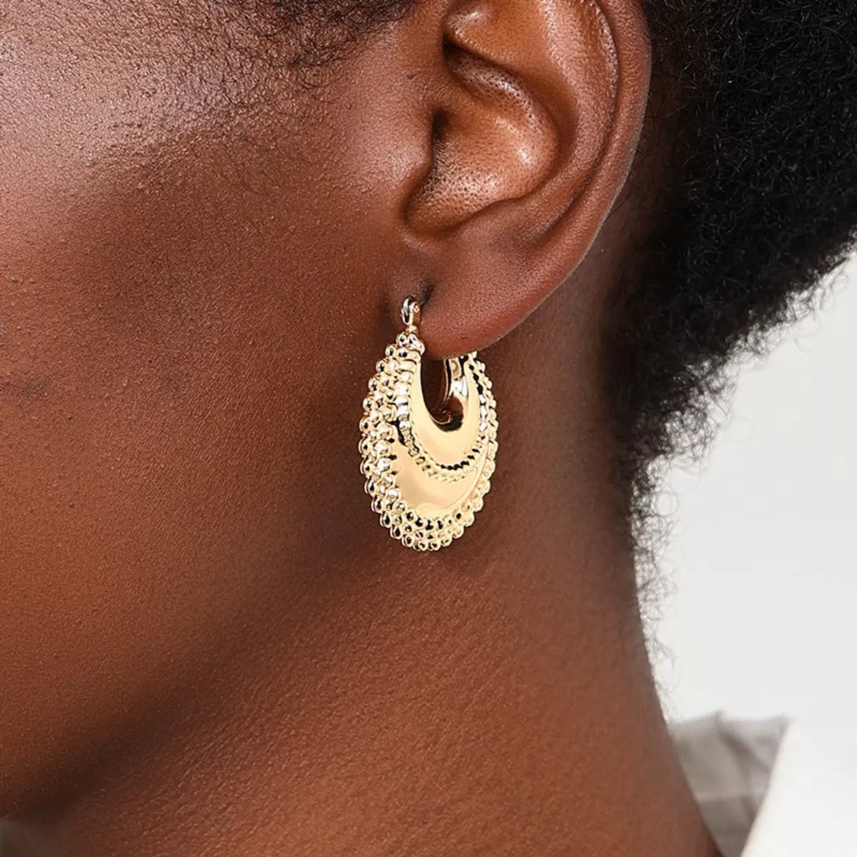 18K Gold - Plated Alloy Crescent Moon Hoop Earrings - MAD RUFFI