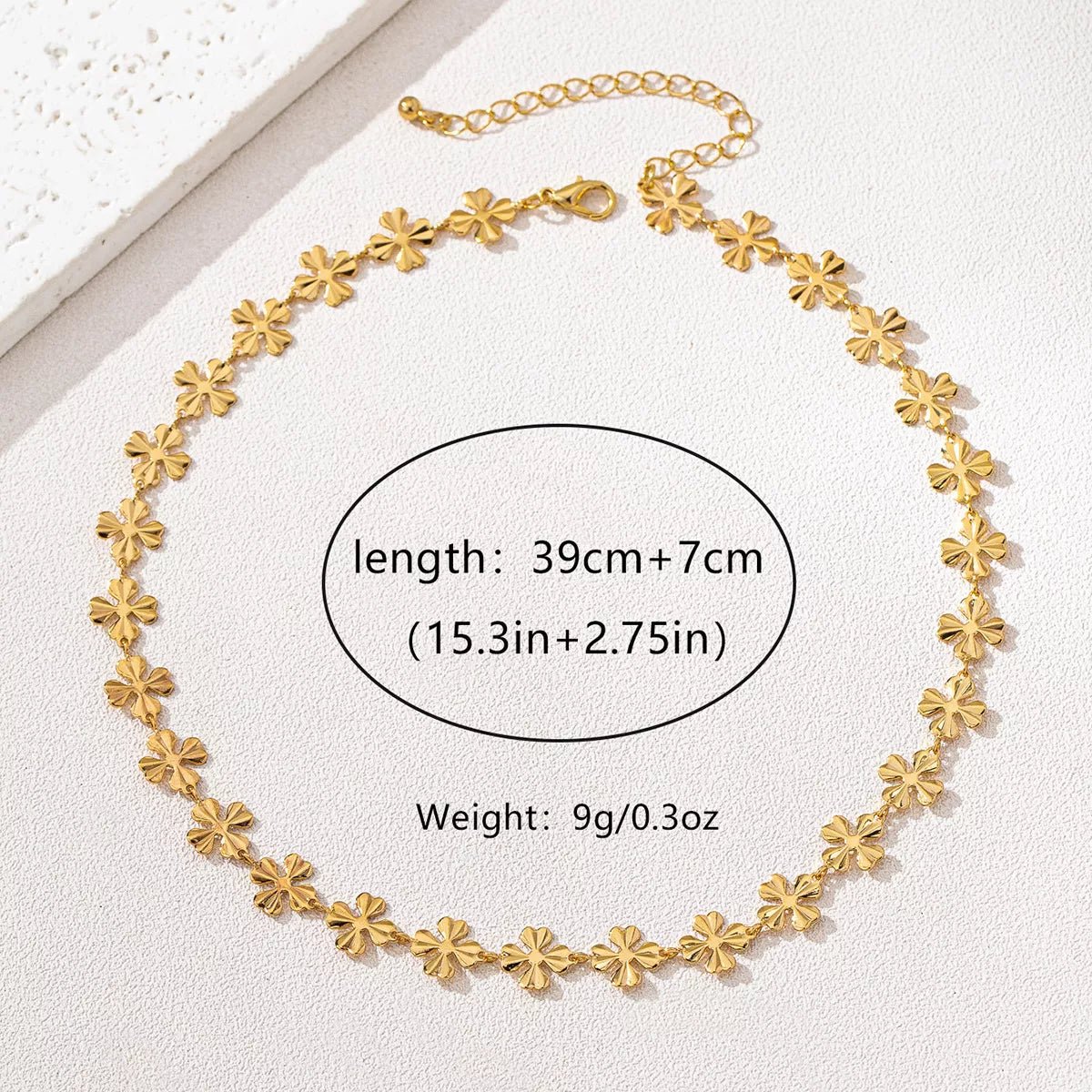 18K Gold - Plated Alloy Flower Chain Necklace - MAD RUFFI