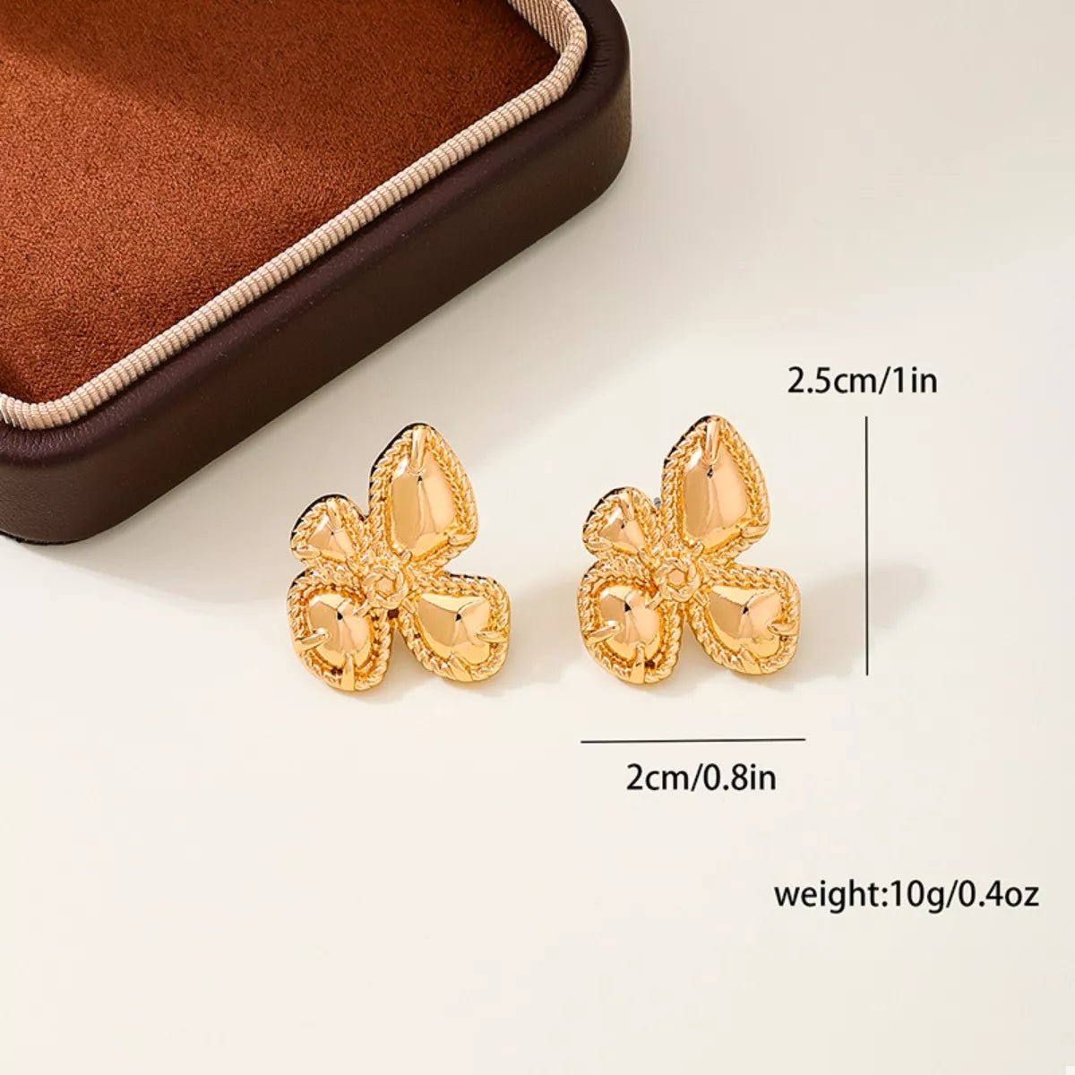 18K Gold - Plated Alloy Flower Stud Earrings - MAD RUFFI