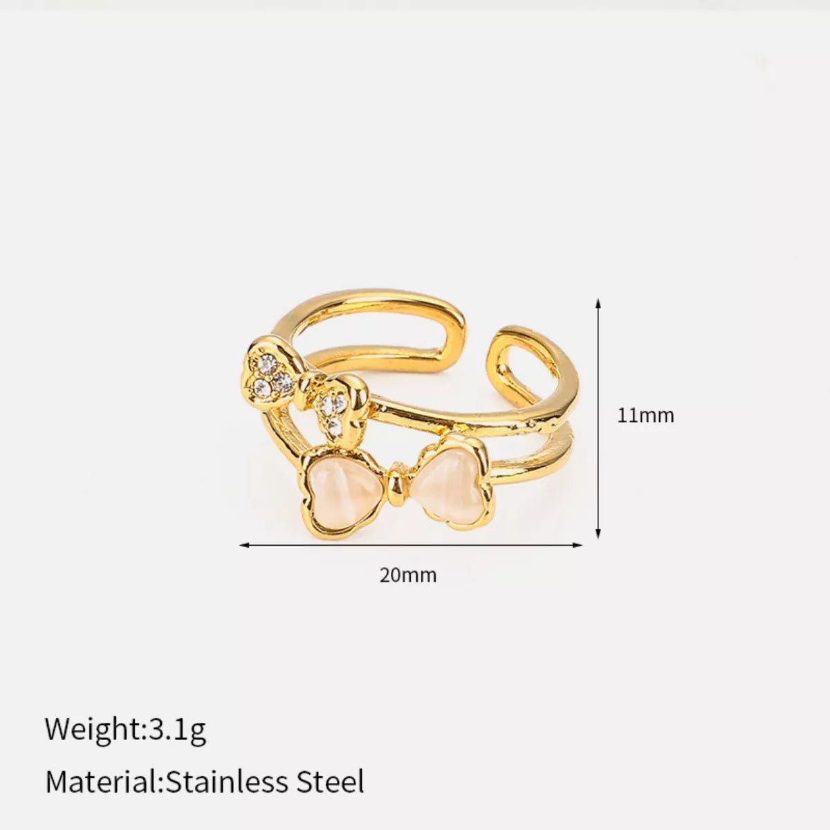 18K Gold - Plated Bow Open Ring - MAD RUFFI