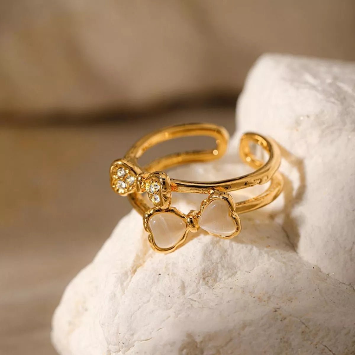 18K Gold - Plated Bow Open Ring - MAD RUFFI