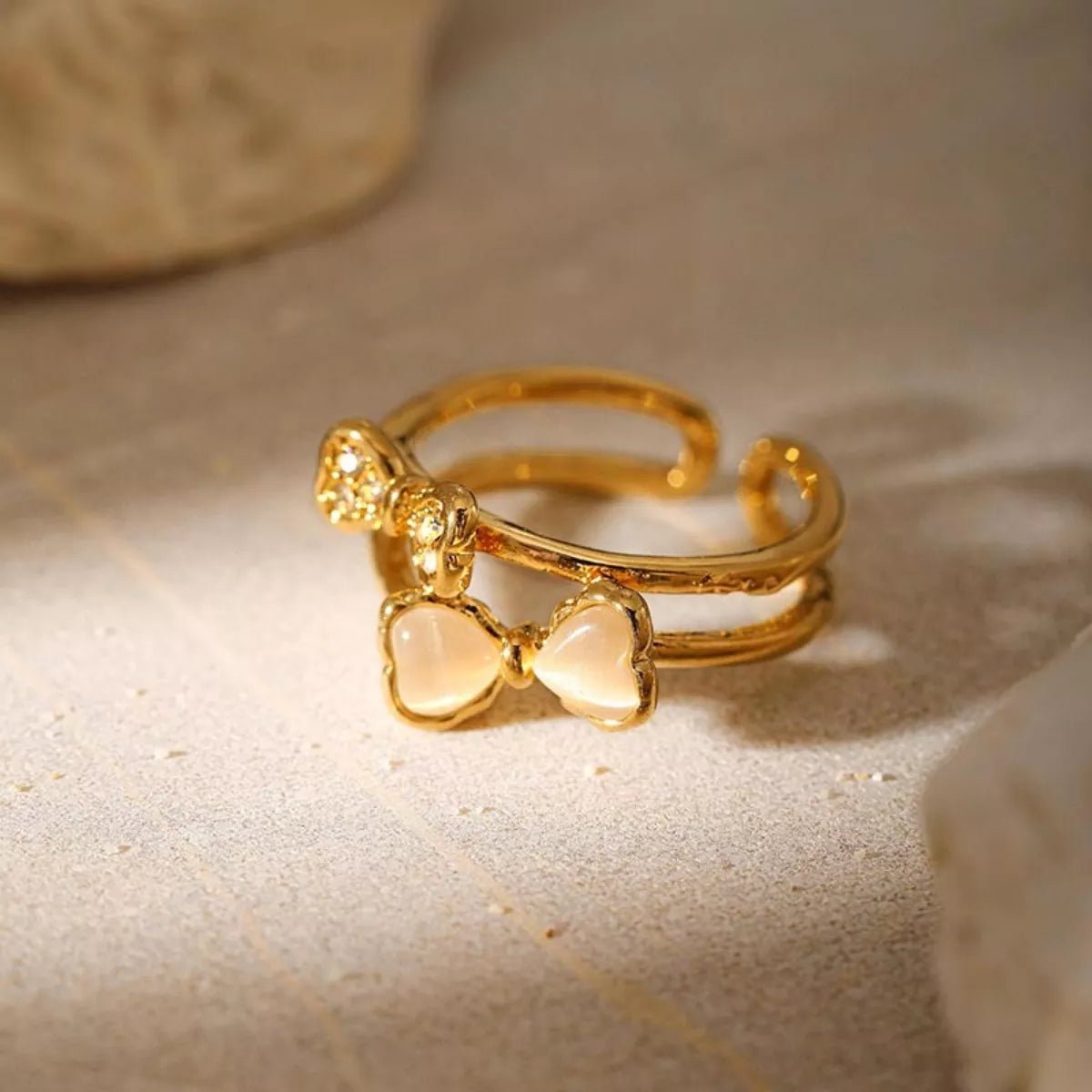 18K Gold - Plated Bow Open Ring - MAD RUFFI