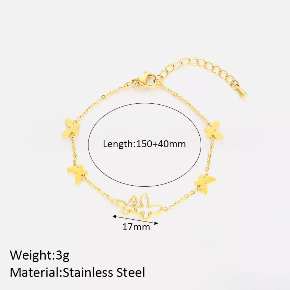 18K Gold - Plated Butterfly Charm Bracelet - MAD RUFFI