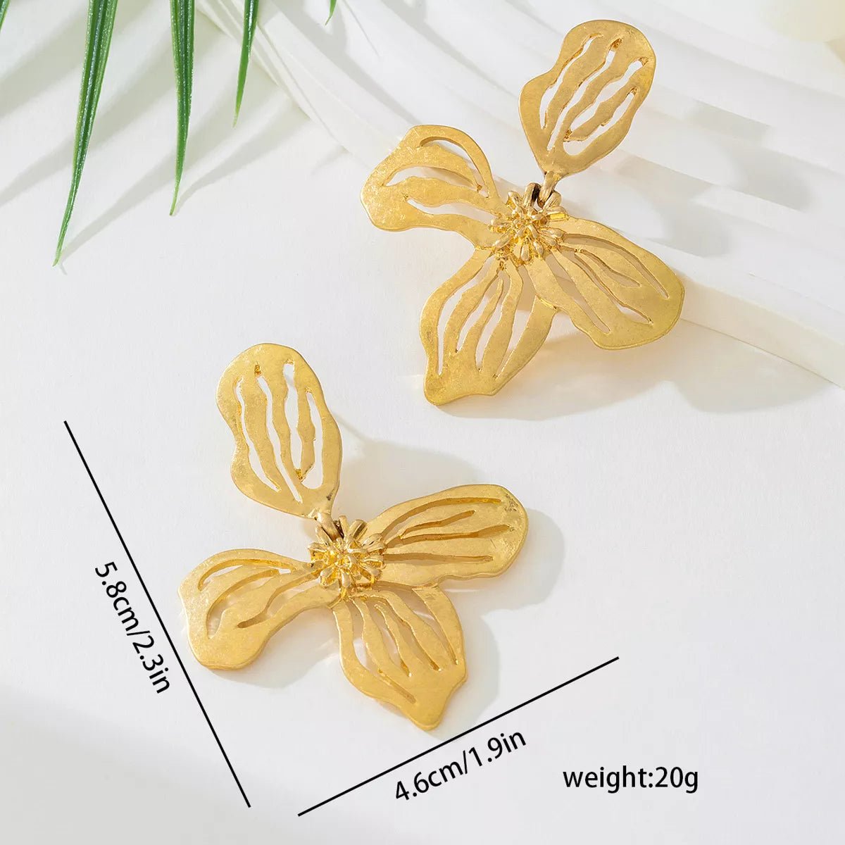18K Gold - Plated Butterfly Flower Statement Earrings - MAD RUFFI