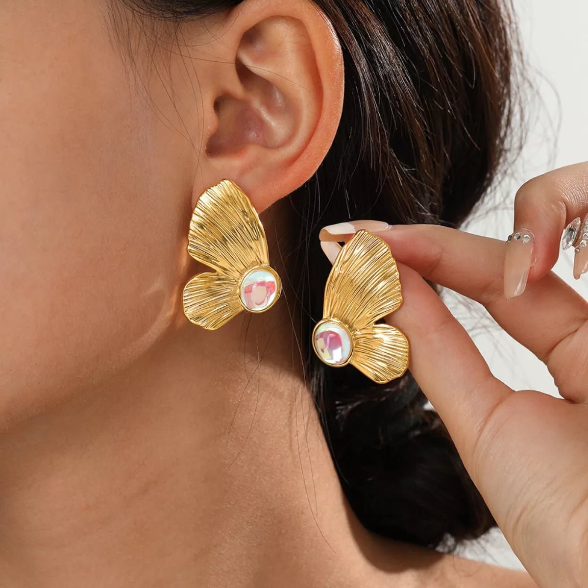 18K Gold - Plated Butterfly Wing Earrings - MAD RUFFI