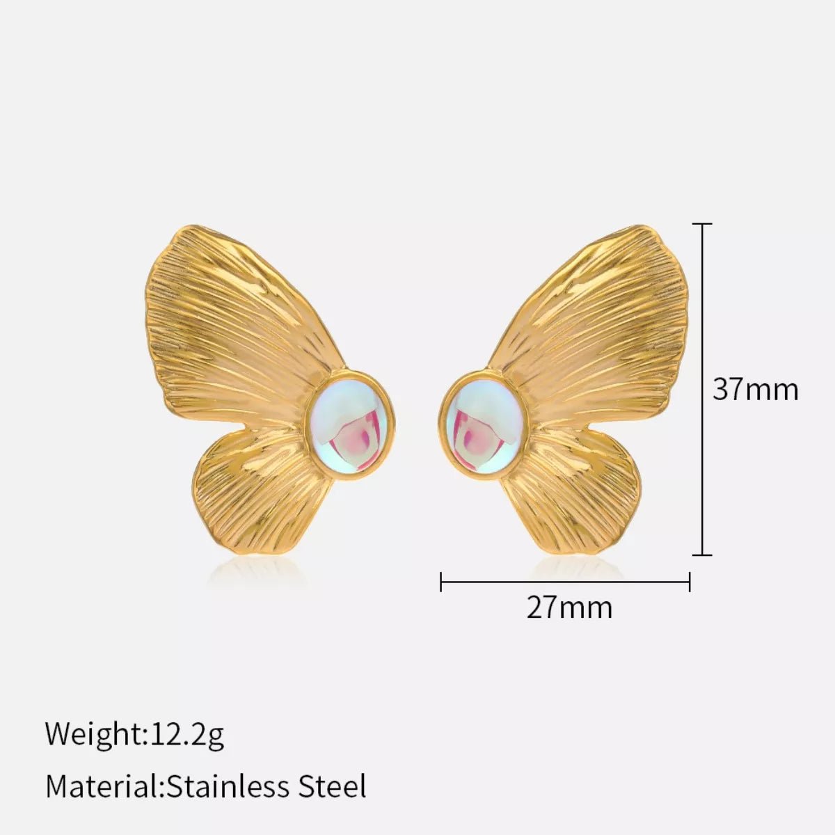 18K Gold - Plated Butterfly Wing Earrings - MAD RUFFI