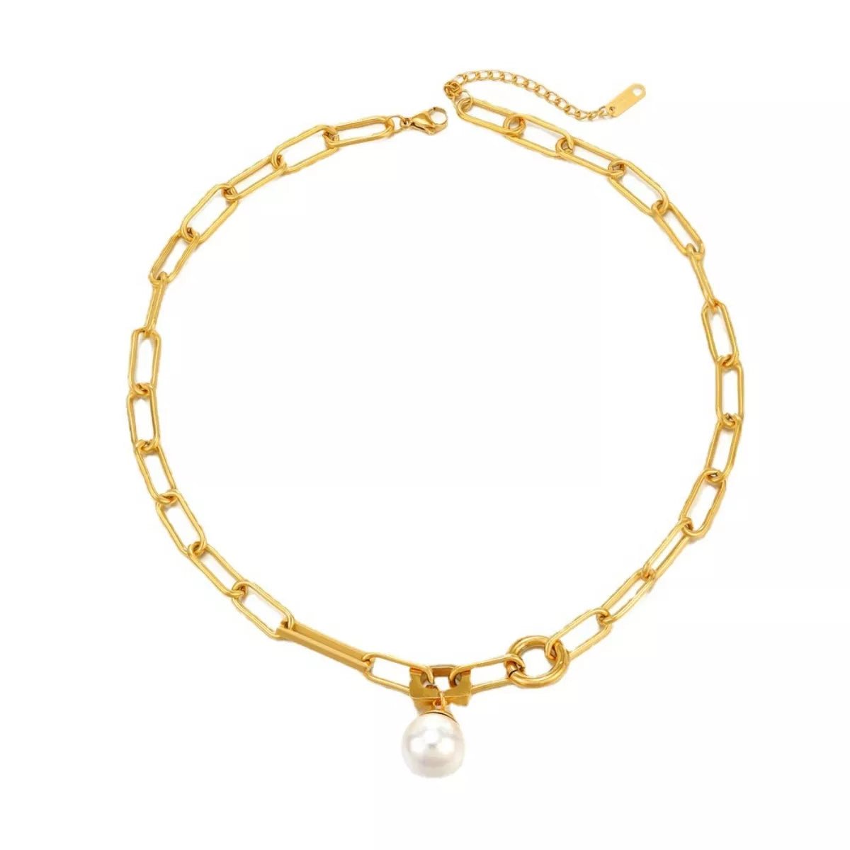 18K Gold - Plated Chain Pearl Necklace - MAD RUFFI