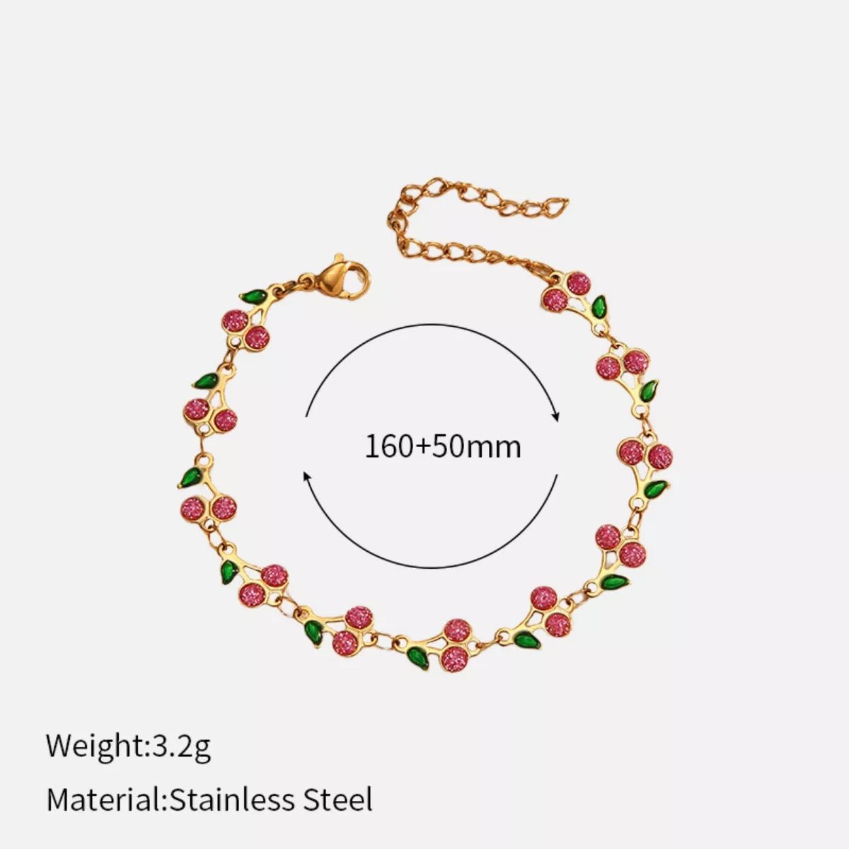 18K Gold - Plated Cherry Charm Bracelet - MAD RUFFI