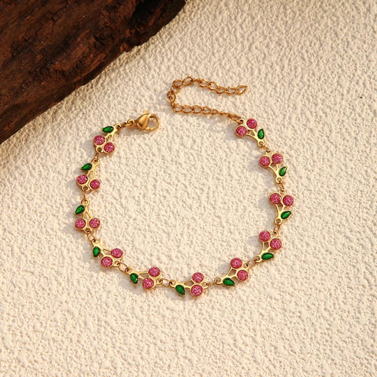 18K Gold - Plated Cherry Charm Bracelet - MAD RUFFI