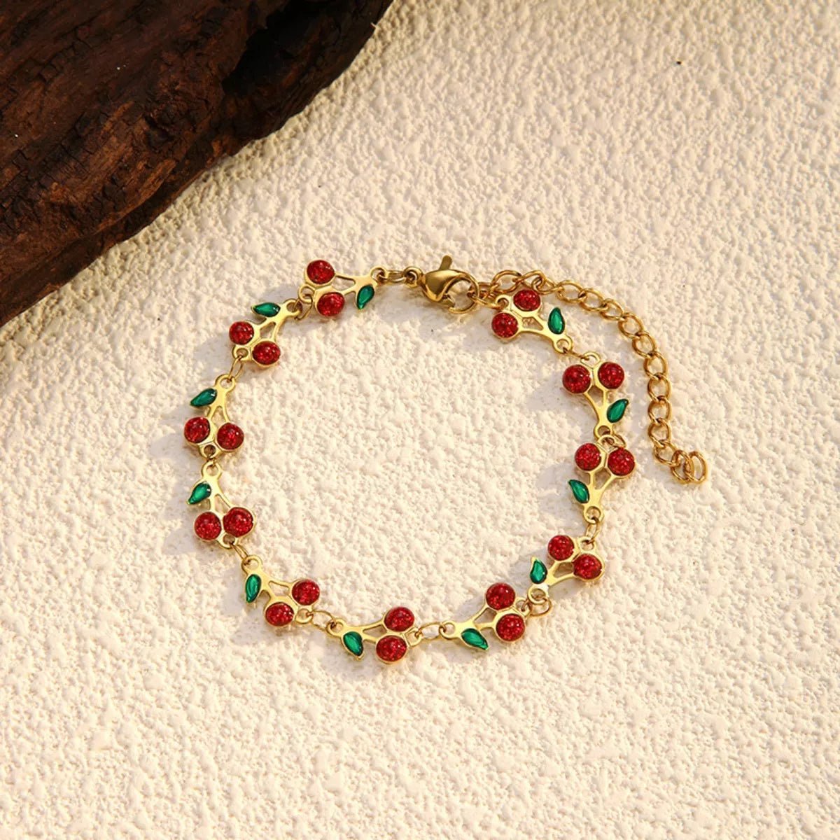 18K Gold - Plated Cherry Charm Bracelet - MAD RUFFI