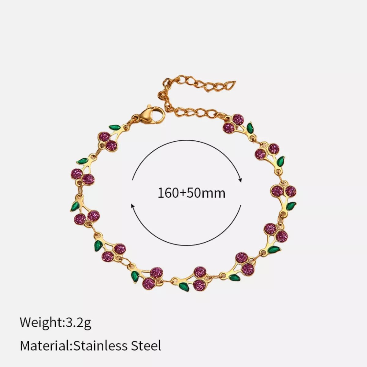 18K Gold - Plated Cherry Charm Bracelet - MAD RUFFI