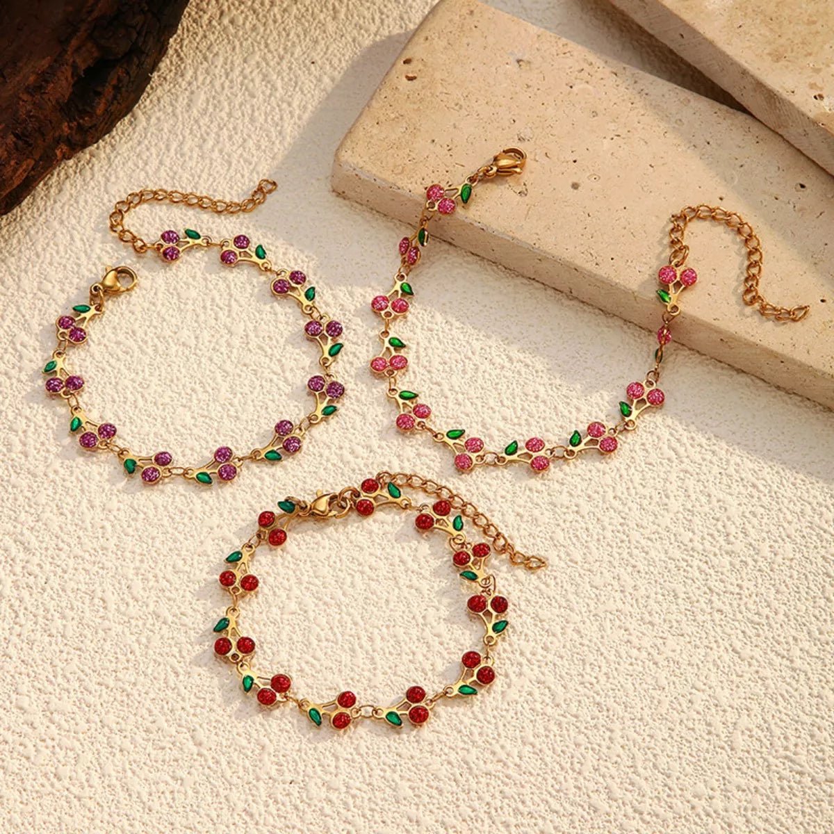 18K Gold - Plated Cherry Charm Bracelet - MAD RUFFI