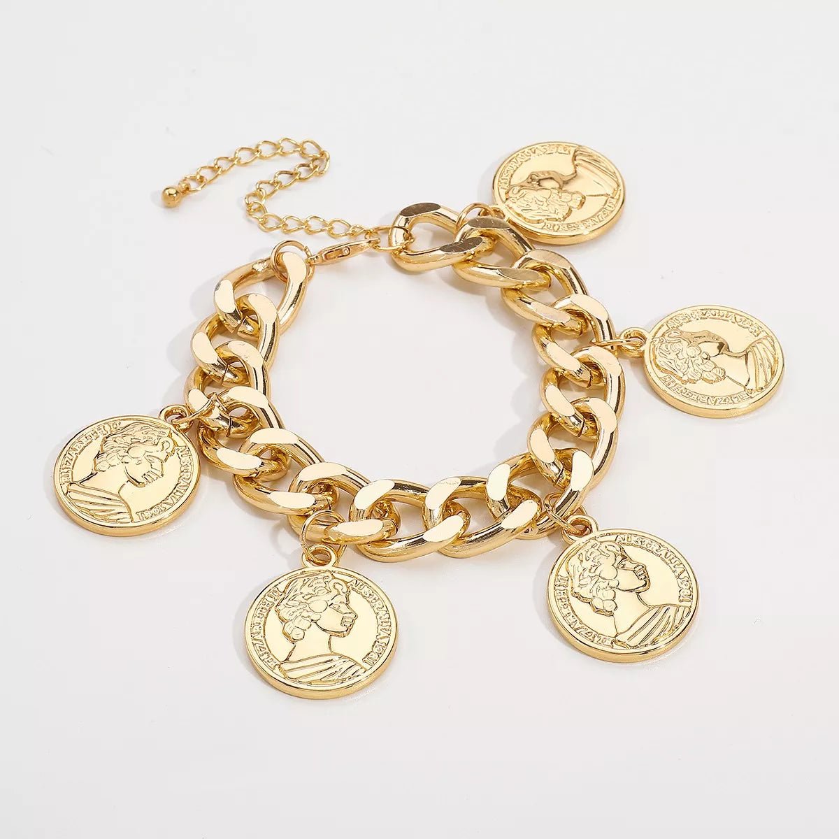 18K Gold - Plated Coin Charm Bracelet - MAD RUFFI