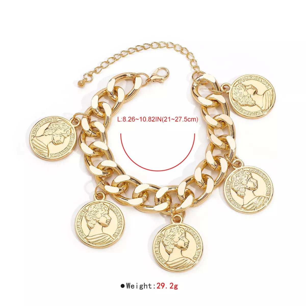 18K Gold - Plated Coin Charm Bracelet - MAD RUFFI