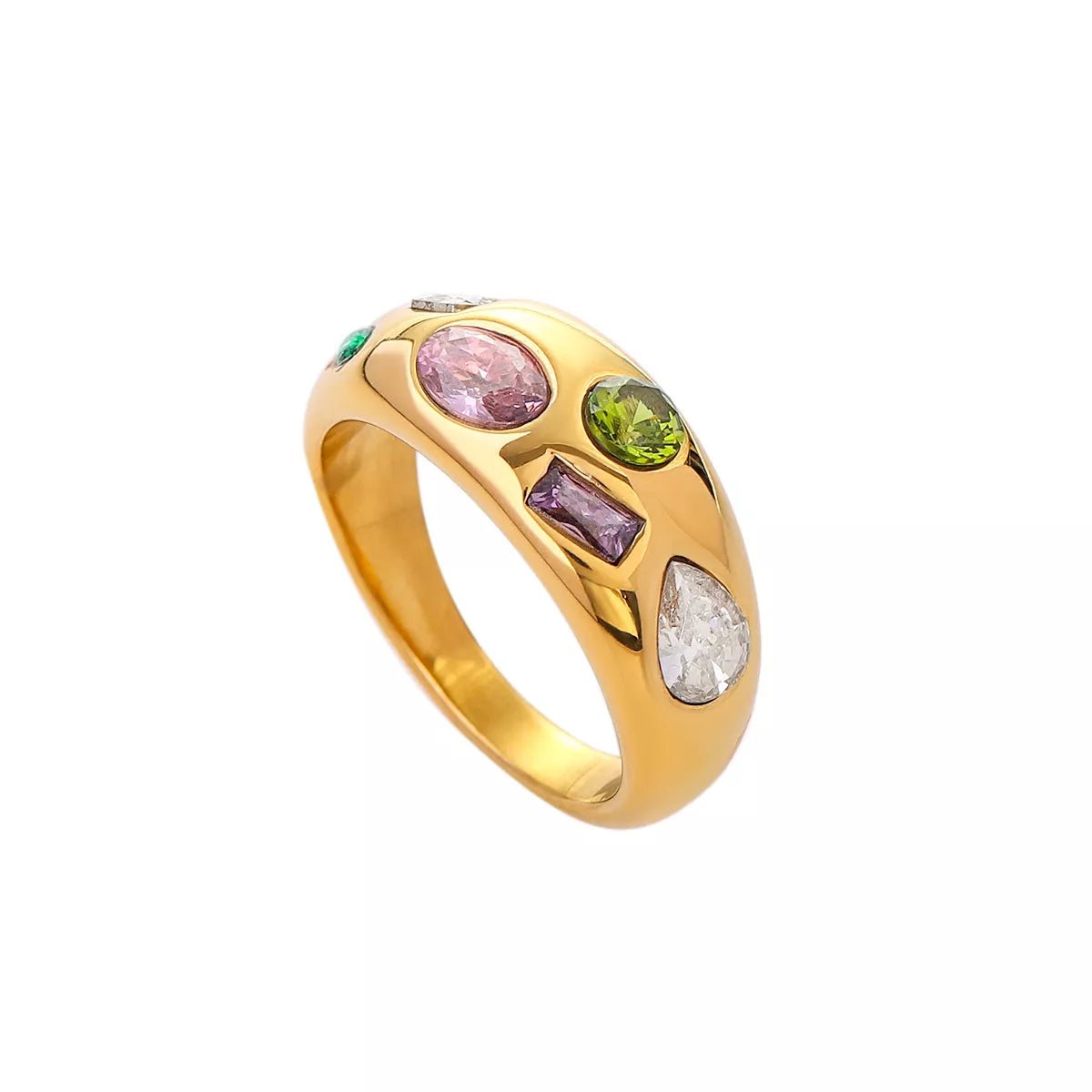 18K Gold - Plated Colorful Zircon Ring - MAD RUFFI