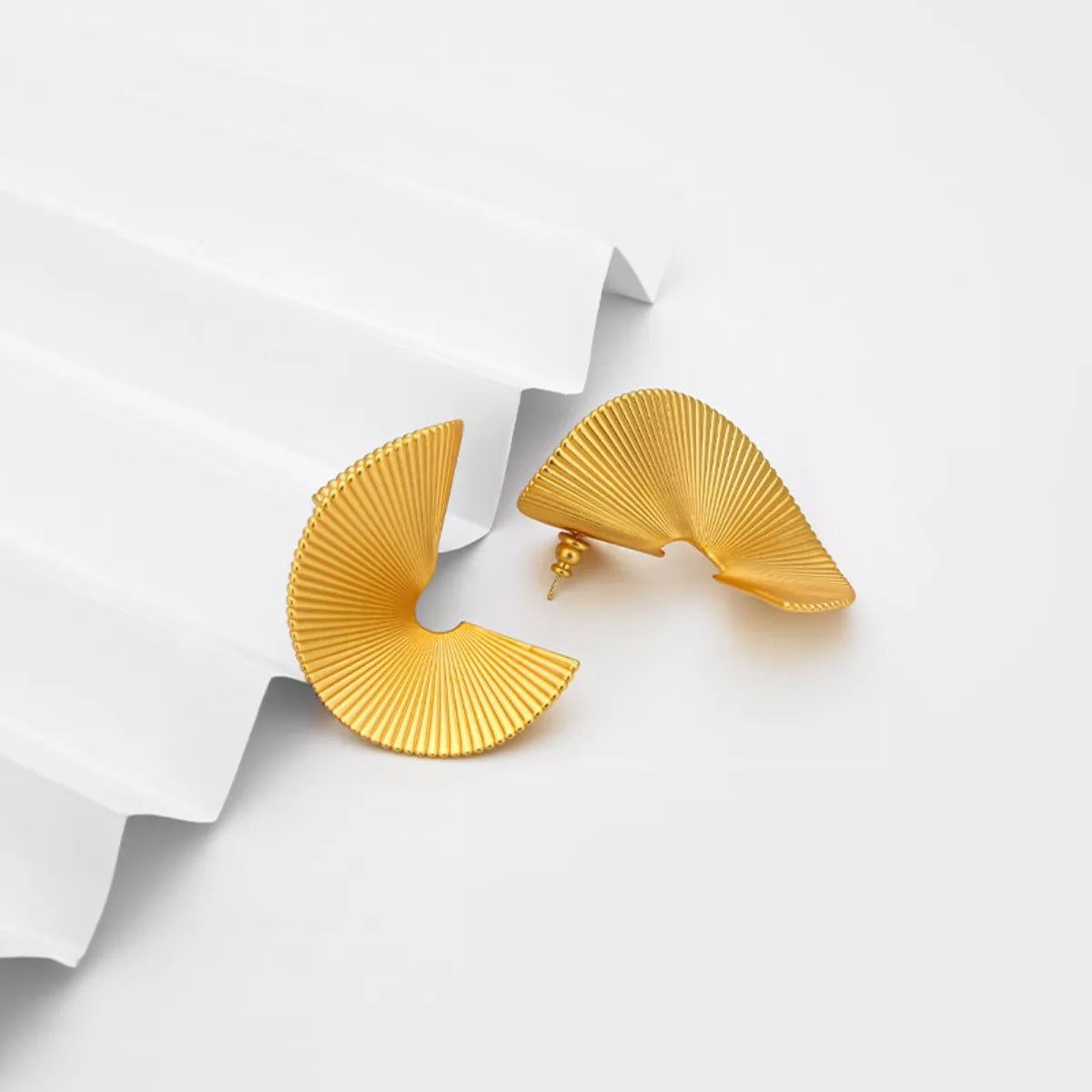 18K Gold - Plated Copper Fan - Shaped Earrings - MAD RUFFI