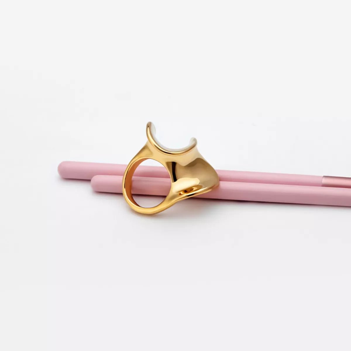 18K Gold - Plated Copper Geometric Sculptural Ring - MAD RUFFI