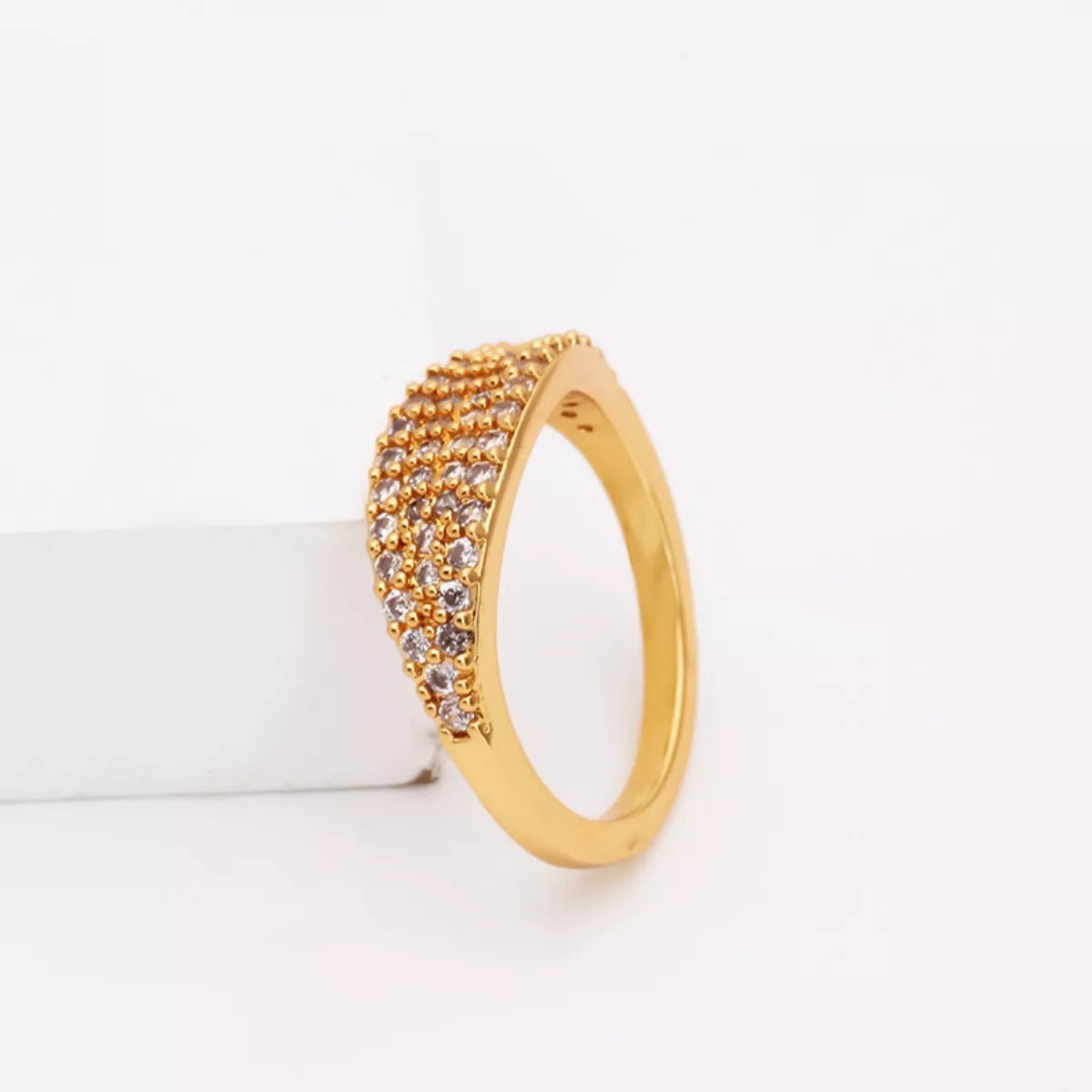18K Gold - Plated Copper Zircon Round Ring - MAD RUFFI