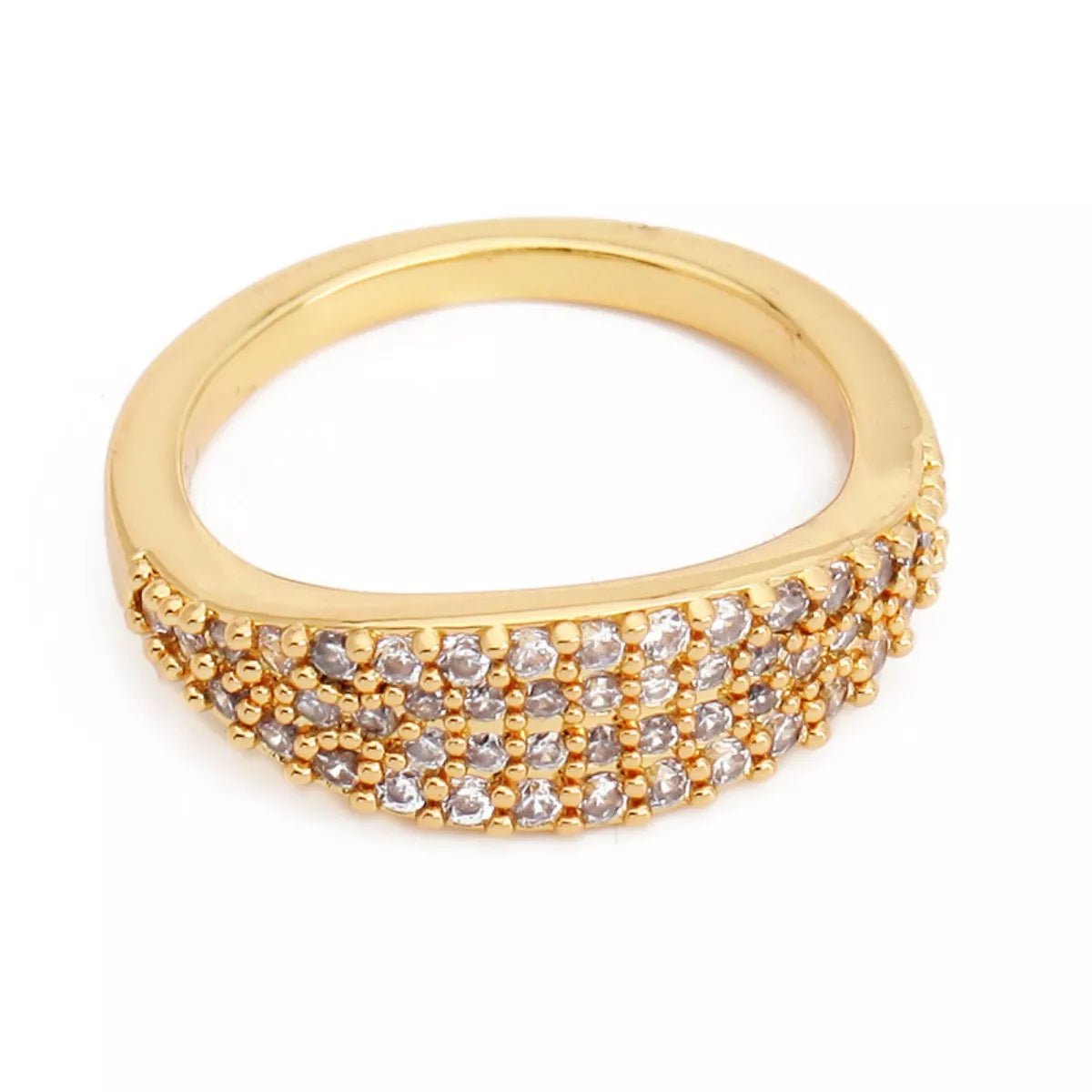 18K Gold - Plated Copper Zircon Round Ring - MAD RUFFI