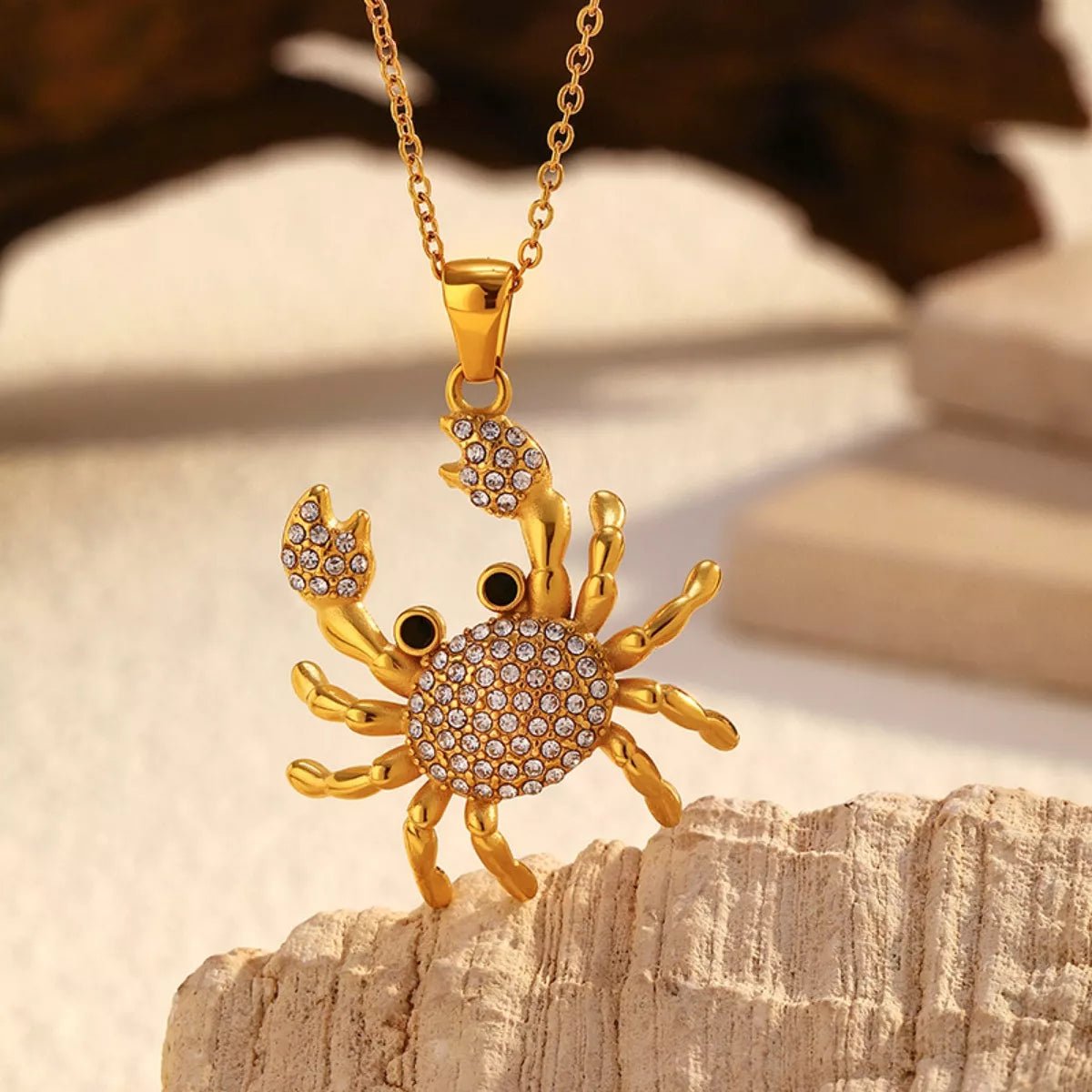 18K Gold - Plated Crab Pendant Necklace - MAD RUFFI