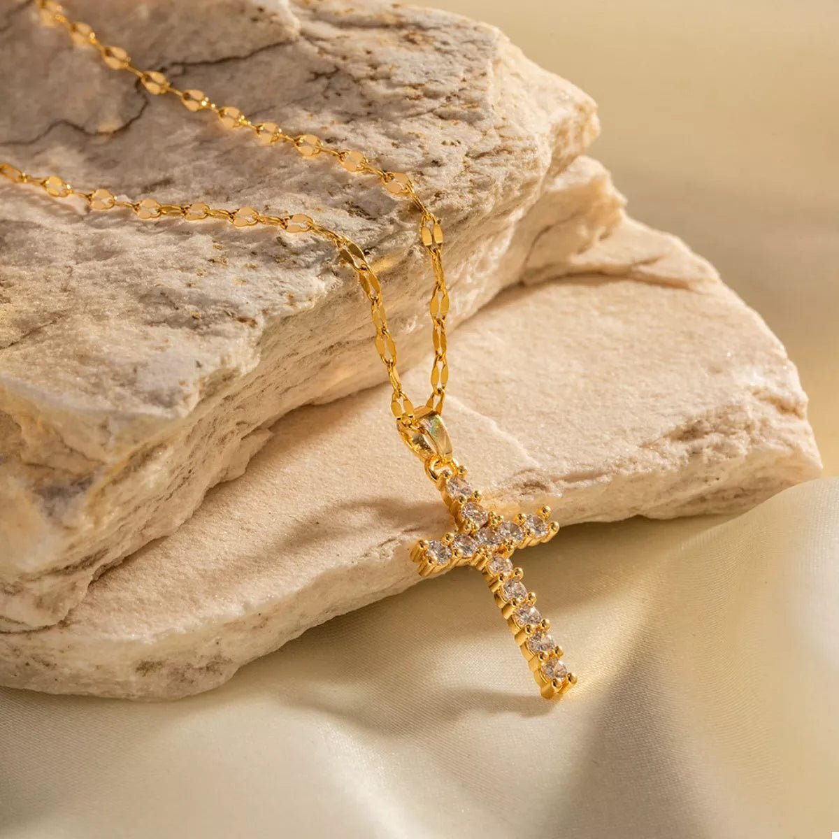 18K Gold - Plated Cross Pendant Necklace - MAD RUFFI