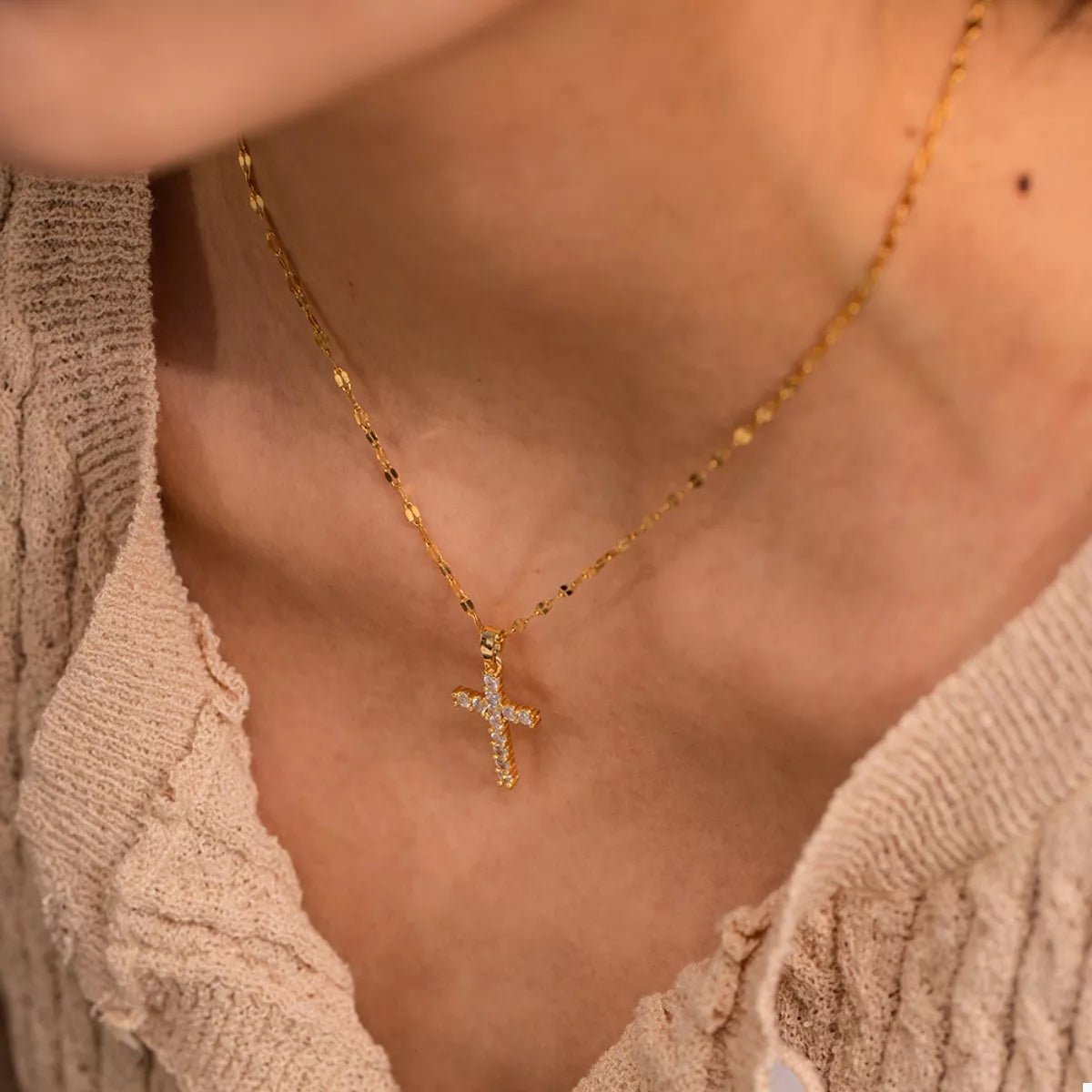 18K Gold - Plated Cross Pendant Necklace - MAD RUFFI
