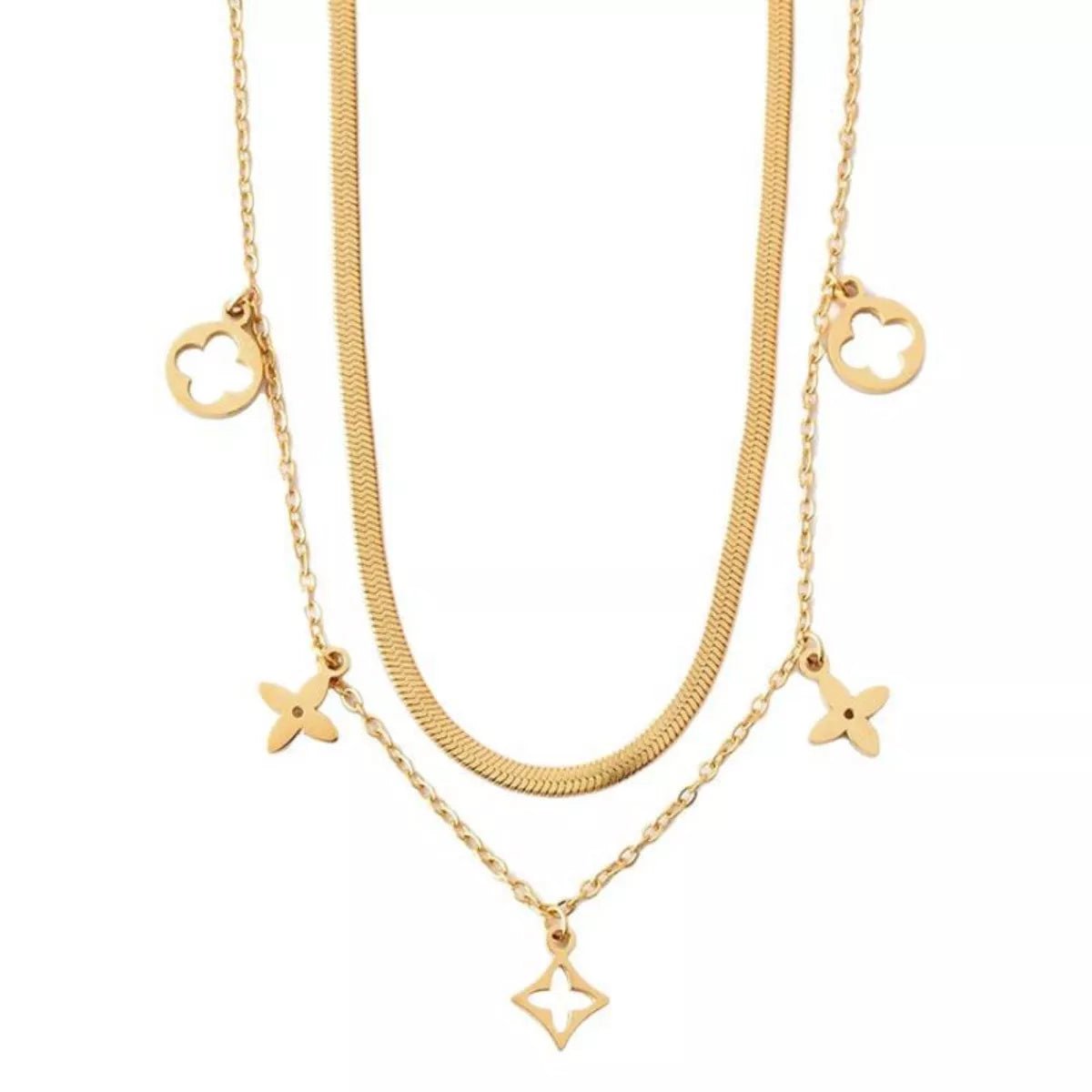 18K Gold - Plated Double Layered Charm Necklace - MAD RUFFI