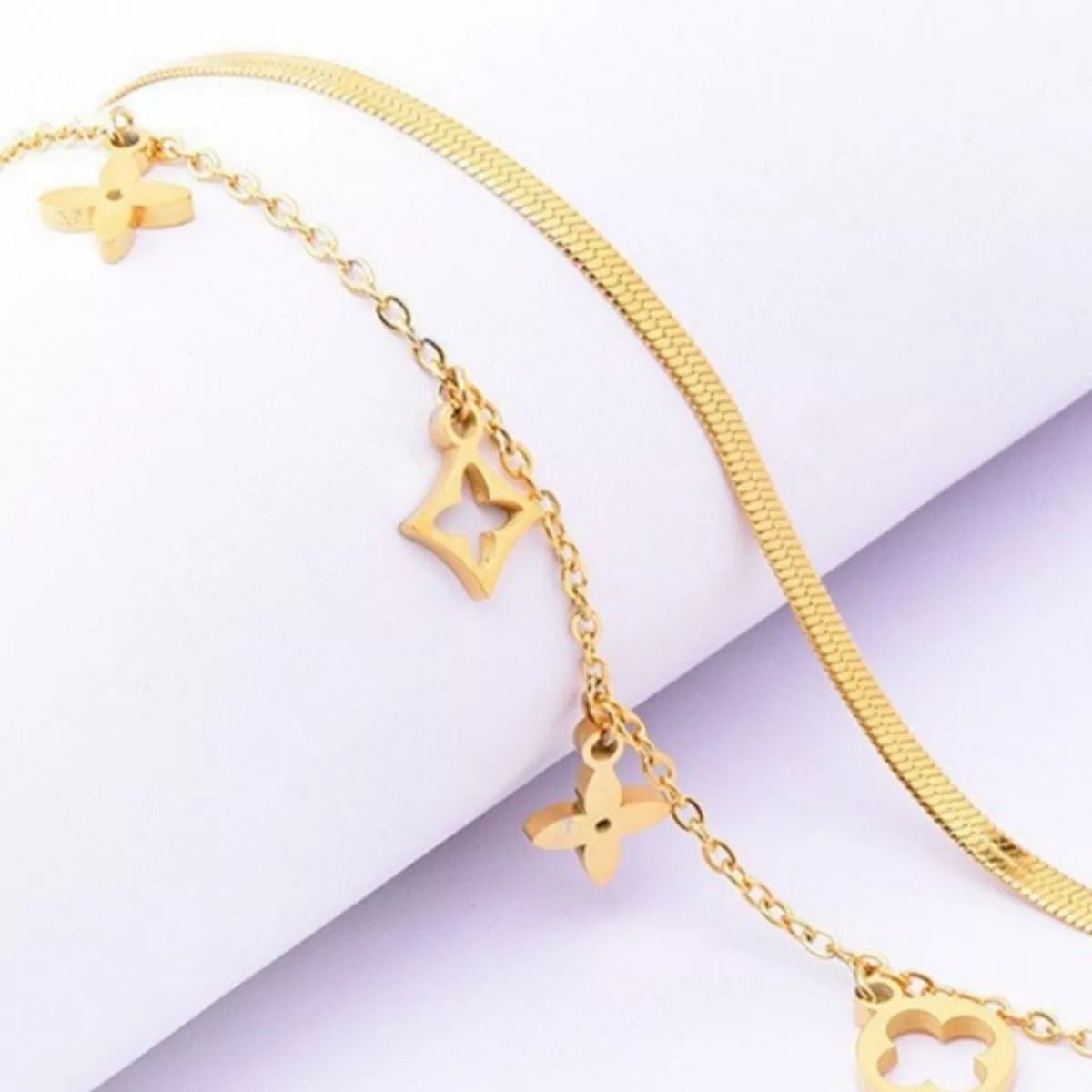 18K Gold - Plated Double Layered Charm Necklace - MAD RUFFI