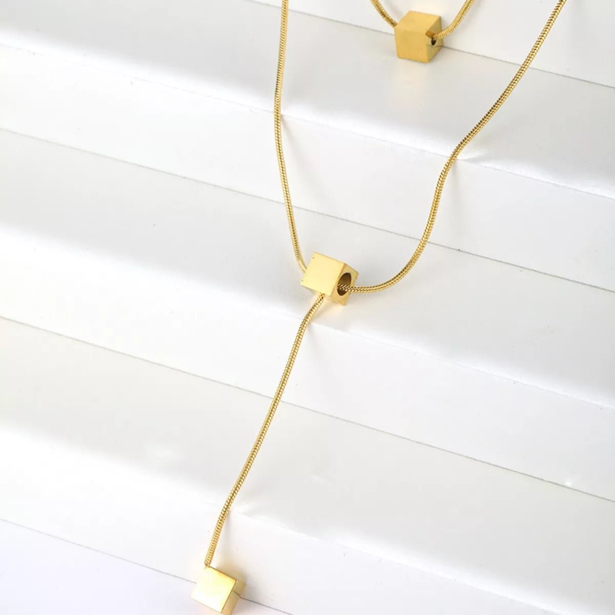 18K Gold - Plated Double Layered Geometric Necklace - MAD RUFFI